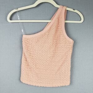 Scotch & Pine Size S One Shoulder Tank Top Coral‎ Pink Texture Spring Preppy NWT